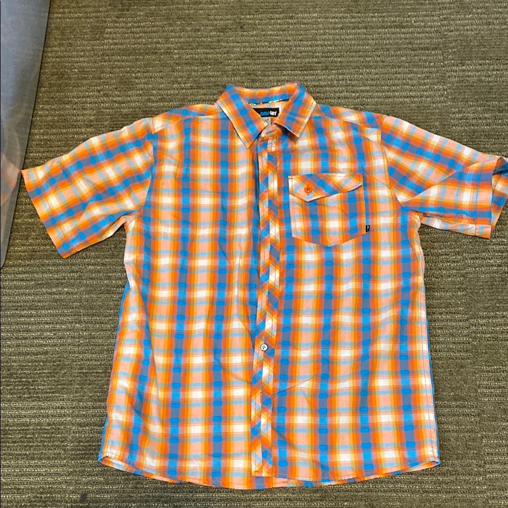 Levi's Vibrant Orange and Blue Plaid Casual Shirt